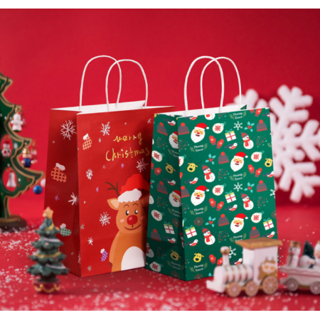 Christmas Kraft Paper Bag For Gift Packaging Bag 