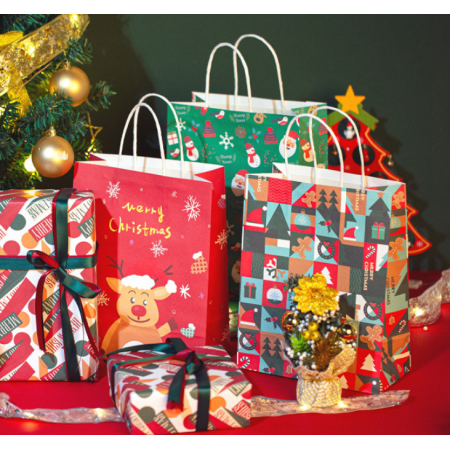 Christmas Kraft Paper Bag For Gift Packaging Bag 