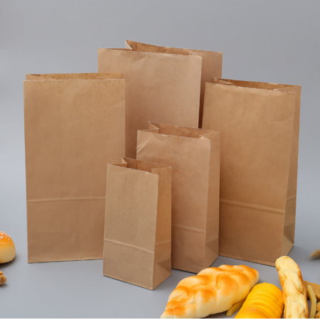 Oil-proof Square Bottom Bakery Kraft Paper Packaging Bag Custom 