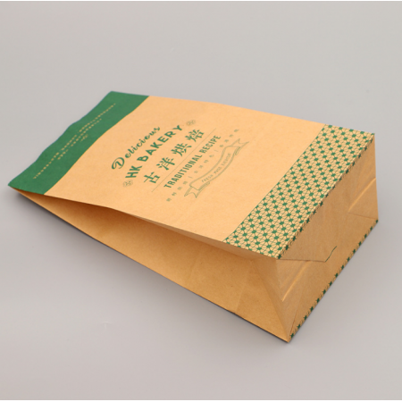 Oil-proof Square Bottom Food Grade Kraft Paper Bag Custom 