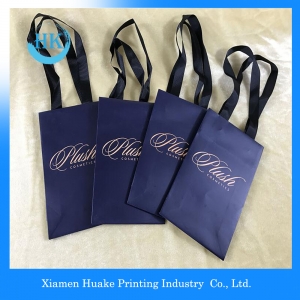 Luxury Ribbon Handles Gift Shopping Paper Bags With Your Own Logo 