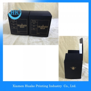 Logo Gold Hot Stamping Black Card Box with Corrugated Liner For Perfume 