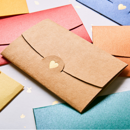 Western-style Colored Envelope Pearlized Paper Love Hot Stamping LOGO  Cardboard Printing Envelope 