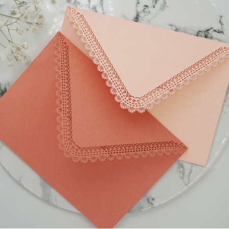 Triangular Carved Lace Invitation With Envelope Wedding Paper Printed Money Gift Envelope 