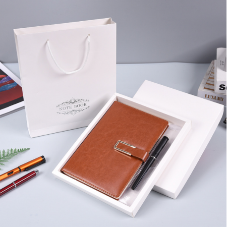 A5 Business Notebook Gift Set Enterprise Printed Student Notepad With Hand Gift Box Pu Leather Hardcover 