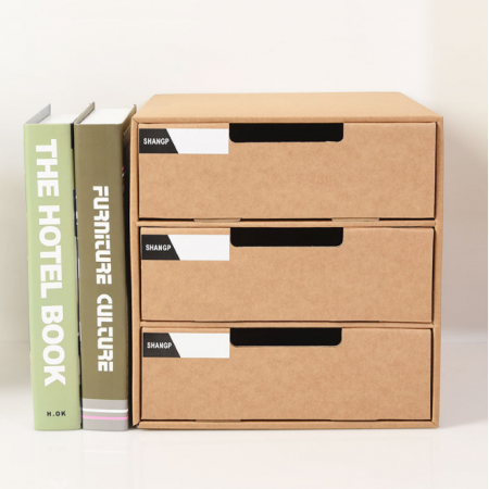 Kraft Paper Storage Box Drawer Type Office Folder Multilayer Gift DIY Durable Carton 