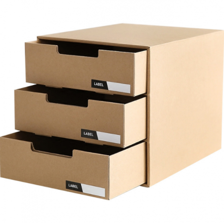 Kraft Paper Storage Box Drawer Type Office Folder Multilayer Gift DIY Durable Carton 