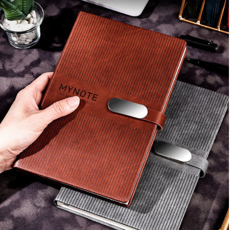 A4 A5 Magnet Metal ClaspNotebook Notepads Custom Logo Printed Leather Journal 