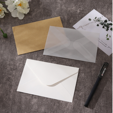 Blank Translucent Paper Envelope White Kraft LOGO Printing White Invitation Open 28LB 70LB 80LB C5 C6 