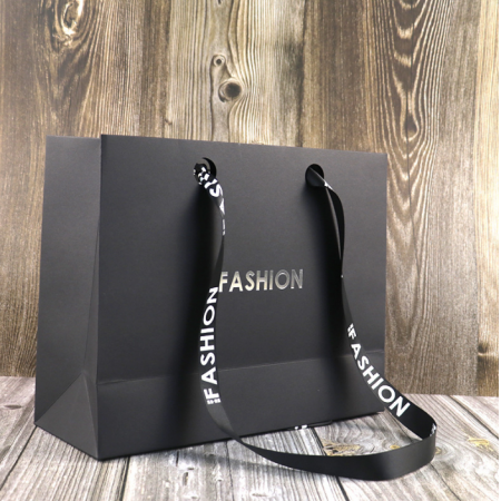 Premium Shopping Bag Fashion Women Custom Logo Ribbon Bag Hot Stamping 