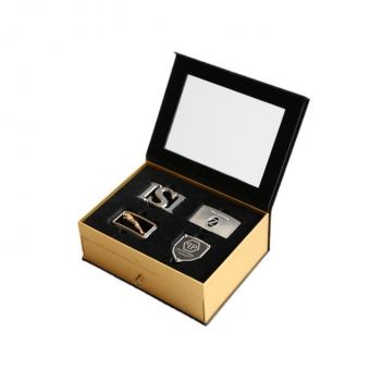 Men's Belt Gift Paper Box Magnetic Packaging Box With Pvc Window Huake Printing