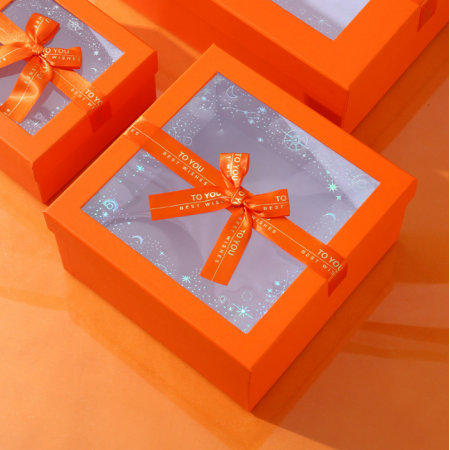 PVC Window Gift Box With Lid Packaging Boxes Custom Logo 