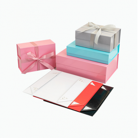 Folding Packing White Magnetic Small Gift Box With Ribbon Shoe Flip 