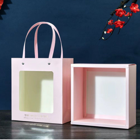 Luxury Paper Gift Bag Clear Window PVC Handle Bags 