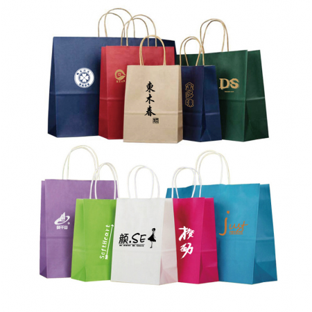 Wholesale Tote Paper Kraft Bag Custom With Your Own Logo Handle Brown Bag 