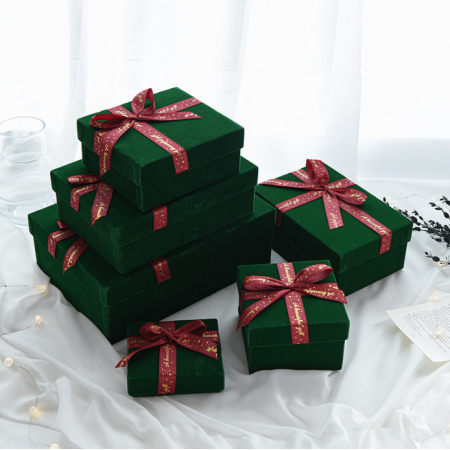 Christmas Present Paper Box Packaging Gift Box With Bow Base And Lid 