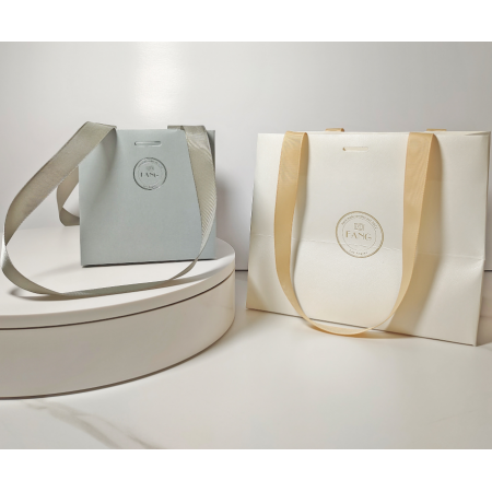 Custom Shopping Bags Logo Printed Gift Packaging Ribbon Handle Bag 