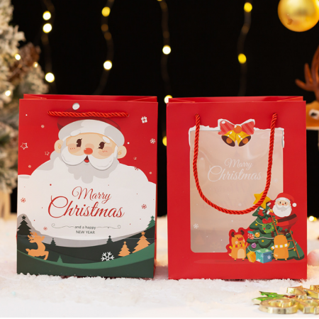 Premium Christmas Drawstring Paper Gift Bag Wholesale 