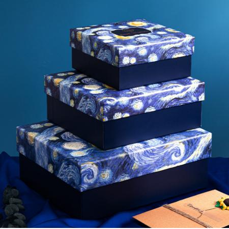 Van Gogh Starry Sky Paper Gift Boxes For Small Business Cardboard Packaging Luxury Perfume Box 