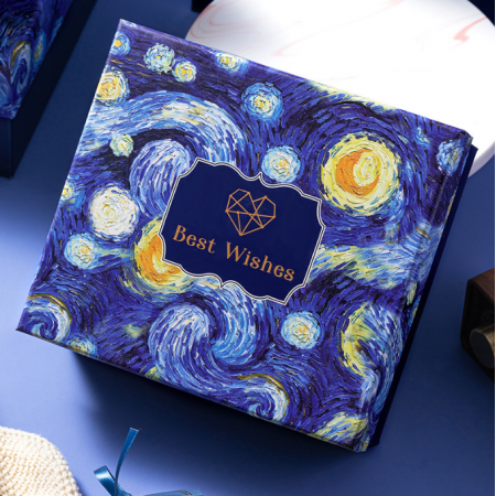 Van Gogh Starry Sky Paper Gift Boxes For Small Business Cardboard Packaging Luxury Perfume Box 