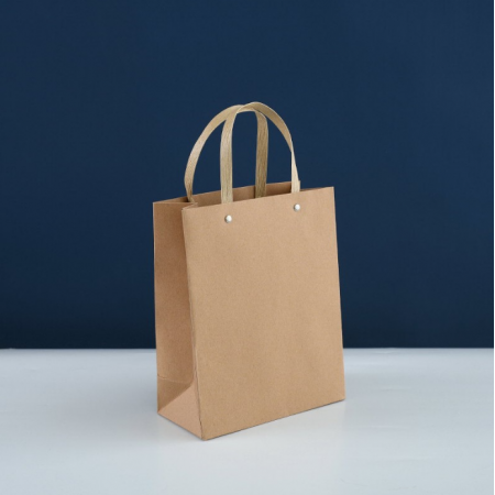 OEM Thickness Rivet Handle Kraft Paper Shopping Packaging Bag 