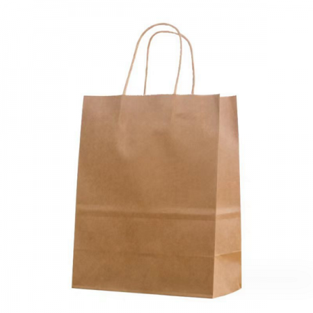 Custom Logo Flat Handle Brown Kraft Paper Bag 