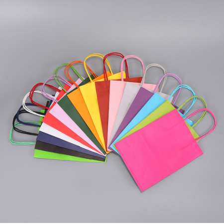 FSC Colorful Flat Handle Paper Shopping Packaging Bag Custom 