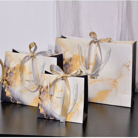 Luxury Paper Bags Jewelry With logo Gift Packaging Custom Printing Handle Ribbon 