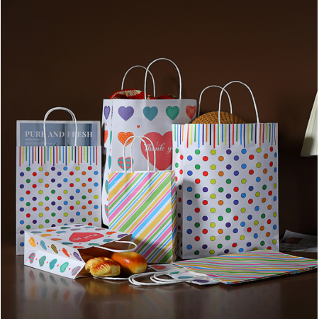 Food Grade Kraft Paper Bag For Fast Food Take Away With Logo Packaging Bag 