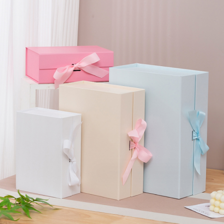 Premium Magnetic Box Packaging GiftLuxury With Ribbon Bow Folding Collapsible Paper Box 