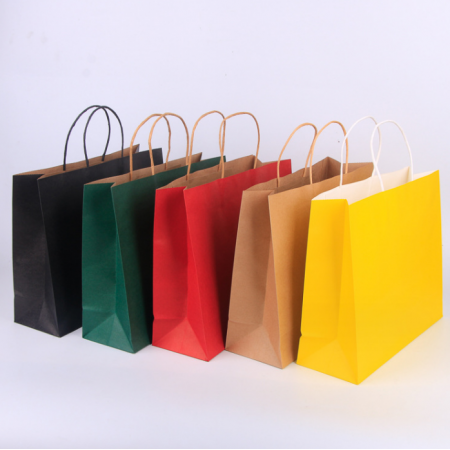 Custom Shopping Gift Kraft Paper Bag With Handle Manufacturer Shopping Bag For Clothes With Logo Print 