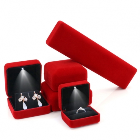 Custom Velvet Jewelry Box Packaging Luxury With Led Light 