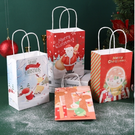 Fancy Paper Gift Bags Christmas Kraft Packaging Bags 