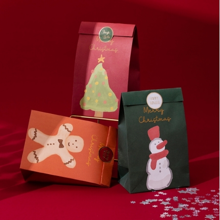 Paper Bag Packaging Gift With Custom Logo Christmas Reusable Bag 