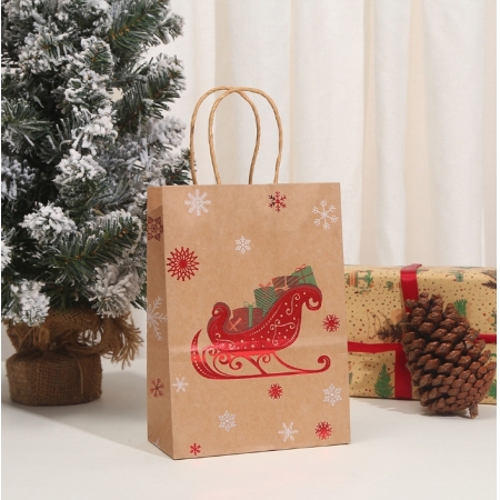 Recycled Kraft Christmas Paper Bag Luxury Gift Shopping With Your Own Logo 