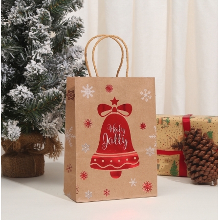 Recycled Kraft Christmas Paper Bag Luxury Gift Shopping With Your Own Logo 
