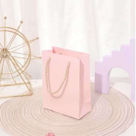 Custom Paper Shopping Bags With Logo Art paper Cosmetic Pink Bag 