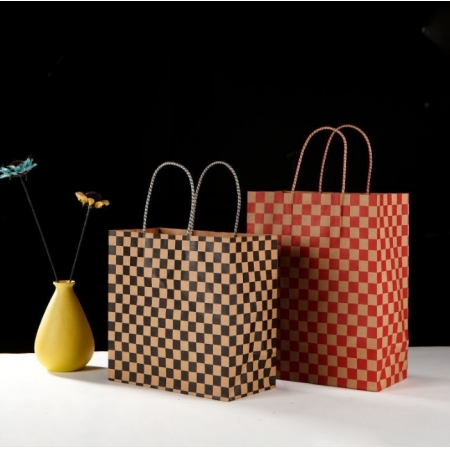 Custom Packaging Bag With Handle Nature Kraft Shopping Brown Bags 