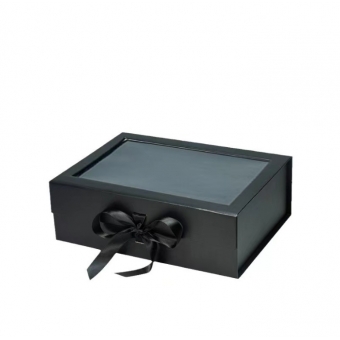 Custom Packaging Gift Folding Boxes Luxury Magnetic With Black Ribbon Collapsible Rigid Box Huake Printing