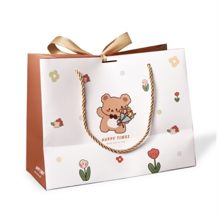Custom Gift Bags Packaging Paper With Ribbon Handles Shoes Clothing Logo 
