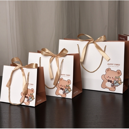 Custom Gift Bags Packaging Paper With Ribbon Handles Shoes Clothing Logo 